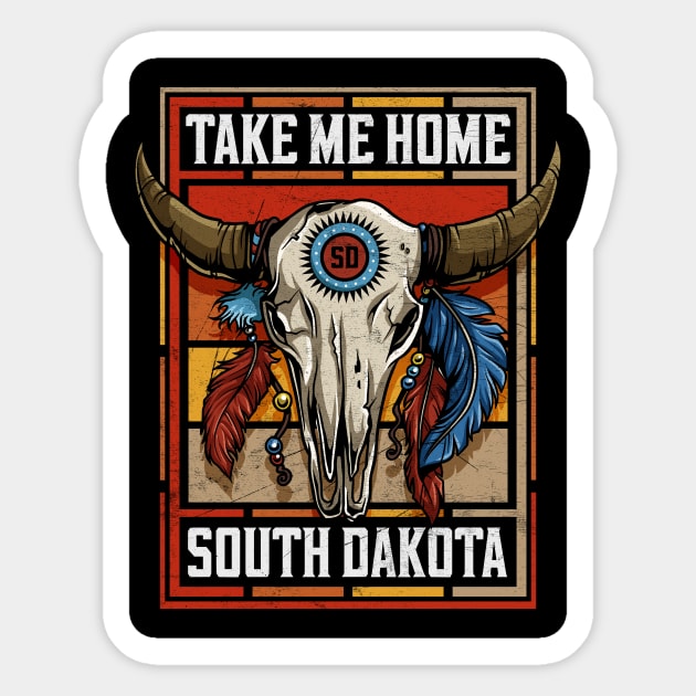 Take Me Home South Dakota Native American Bison Skull Sticker by SouthDakotaGifts